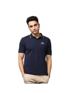 Greys & Blues Pima Polo T-Shirt - Navy Blue With Musterd Tipping